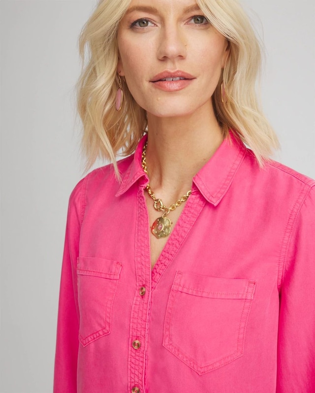 Tencel Denim Button-front Shirt - image 4